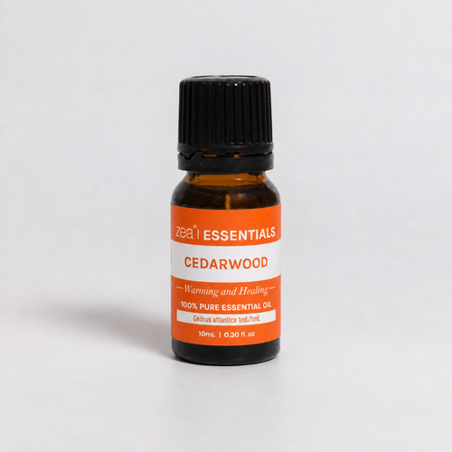 Cedarwood Essential Oil 10mL bottle, front view
