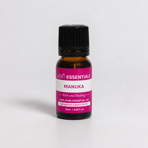 Manuka Essential Oil 10mL bottle, front view