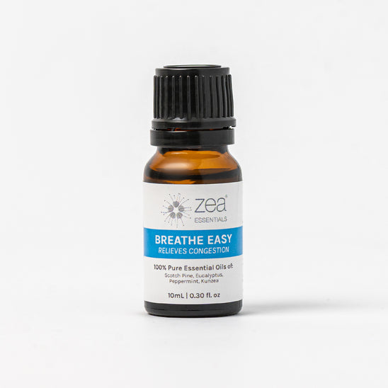 Close-up image of the Breathe Easy Lifestyle Blend bottle with a dropper